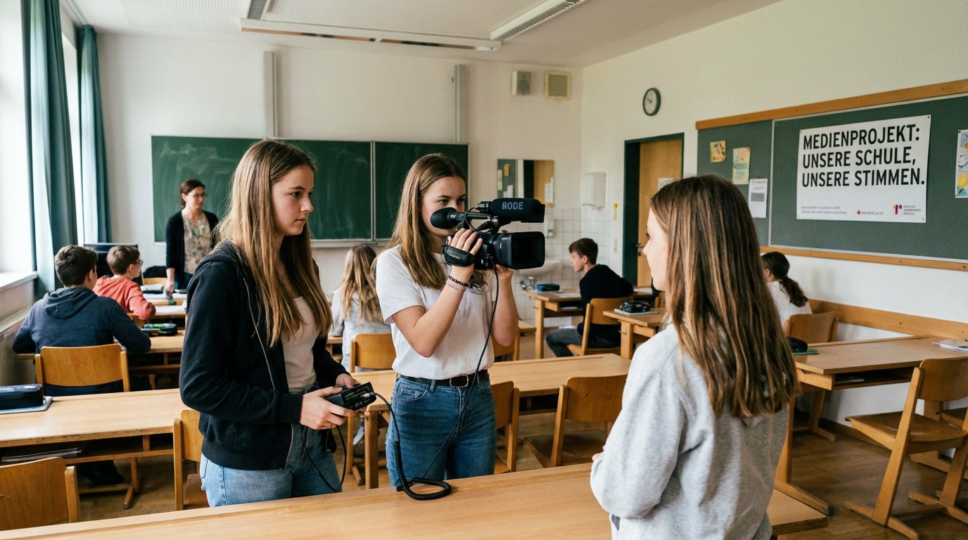 Schülerinnen bei der Videoarbeit